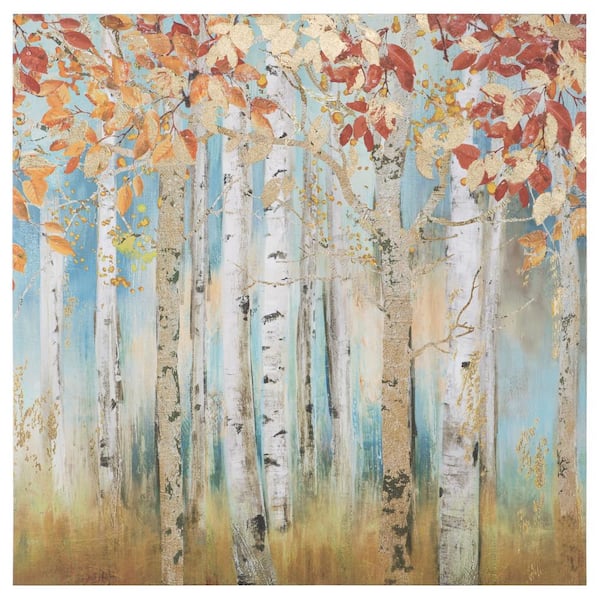 Yosemite Home Decor 40 in. x 40 in. "Birch Beauties I" Printed Canvas Wall Art