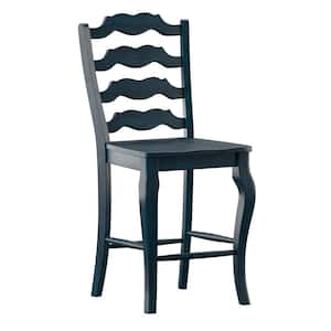 Denim French Ladder Back Wood Counter Height Chair (Set of 2)