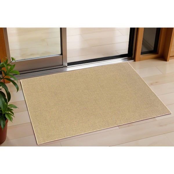 Beige 2 ft. X 4 ft. Loomed Polypropylene  Indoor/Outdoor Area Rug