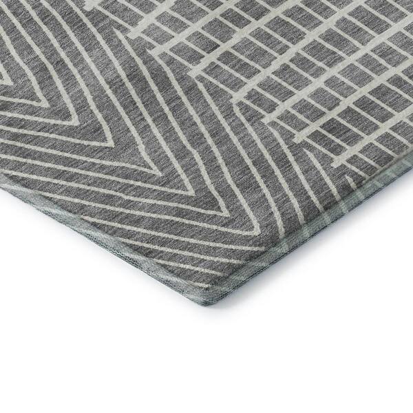 Mayfield Premium Machine Washable Abstract AMF990 Gray 2 ft. x 3 ft. Area Rug