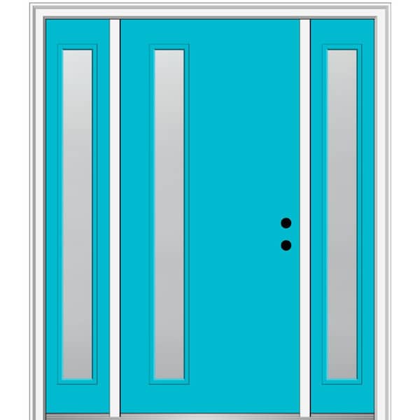 MMI Door 64.5 in. x 81.75 in. Viola Left-Hand Inswing 1-Lite Frosted Painted Fiberglass Smooth Prehung Front Door with Sidelites