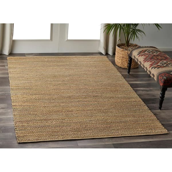 Classic Natural Fiber Beige 5 ft. x 7 ft. 9 in. Striped Jute Area Rug