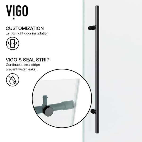 Elan E-Class 64 to 68 in. W x 76 in. H Sliding Frameless Shower Door in Matte Black with 3/8 in. (10mm) Clear Glass