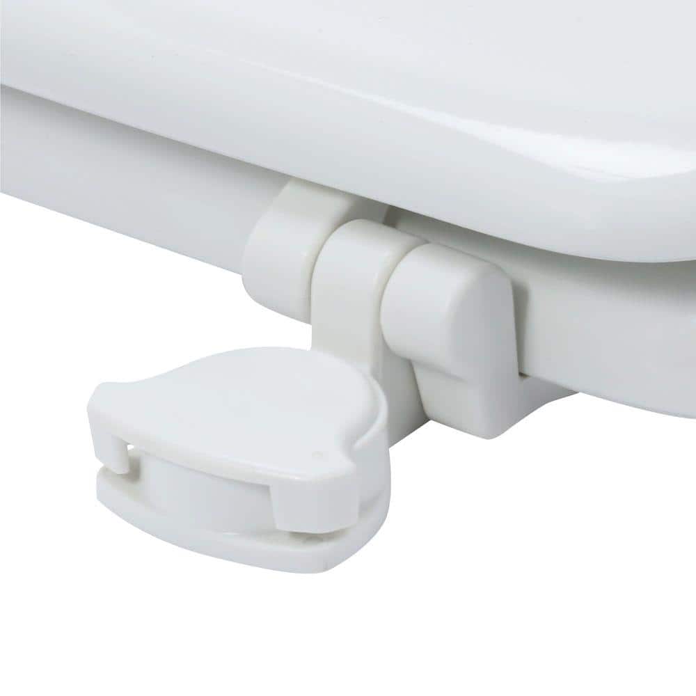 White Elongated Molded Wood Toilet Seat with Lift-Off Hinges