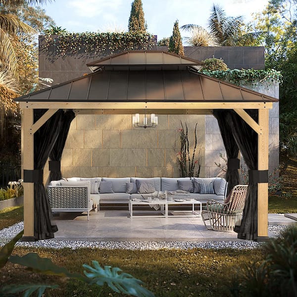 Esunny 13 ft. x 11 ft. Outdoor Patio Cedar Wood Frame Esunny 13 ft. x 11 ft. Outdoor Patio Cedar Wood Frame