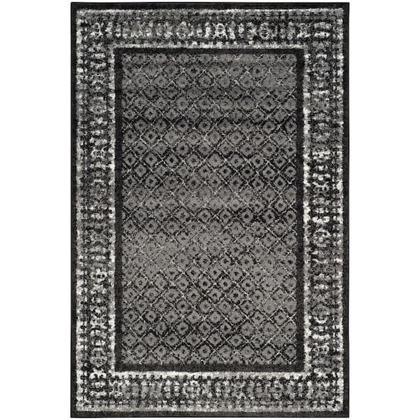 SAFAVIEH Adirondack Black/Silver 4 ft. x 6 ft. Border Geometric Area Rug