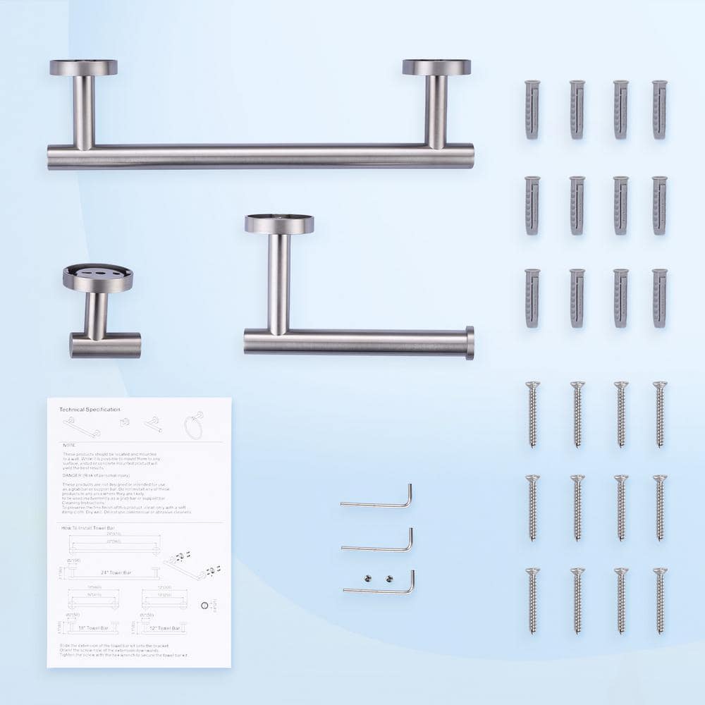 Brushed Nickel 3-Piece Stainless Steel Bathroom Hardware Set