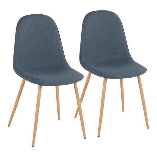 Lumisource Pebble Blue Fabric and Natural Metal Dining Chair (Set of 2)