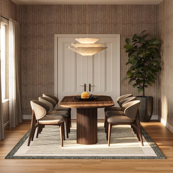 Carmeon Hamilton x Rugs Caly Modern Bordered Wool Beige 6 ft. x 9 ft. Indoor Area Rug