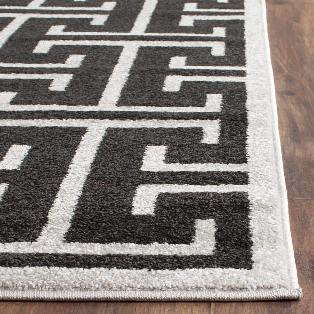 Gray and Anthracite 9' x 12' Reversible Synthetic Area Rug