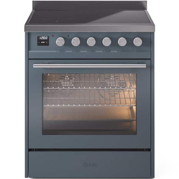 Professional Plus II 30 in. 4 Zone Freestanding Induction Range in Blue Grey