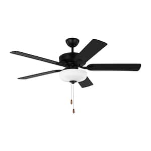 Linden 52 in. Transitional Indoor Midnight Black DC Motor Ceiling Fan with Black Blades, Pull Chain and LED Light Kit