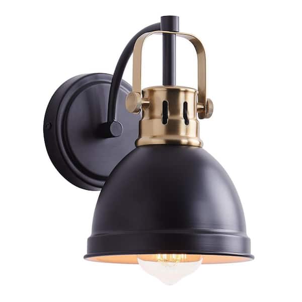 aiwen 1Light Black Industrial Armed Wall Sconce with Metal Shade