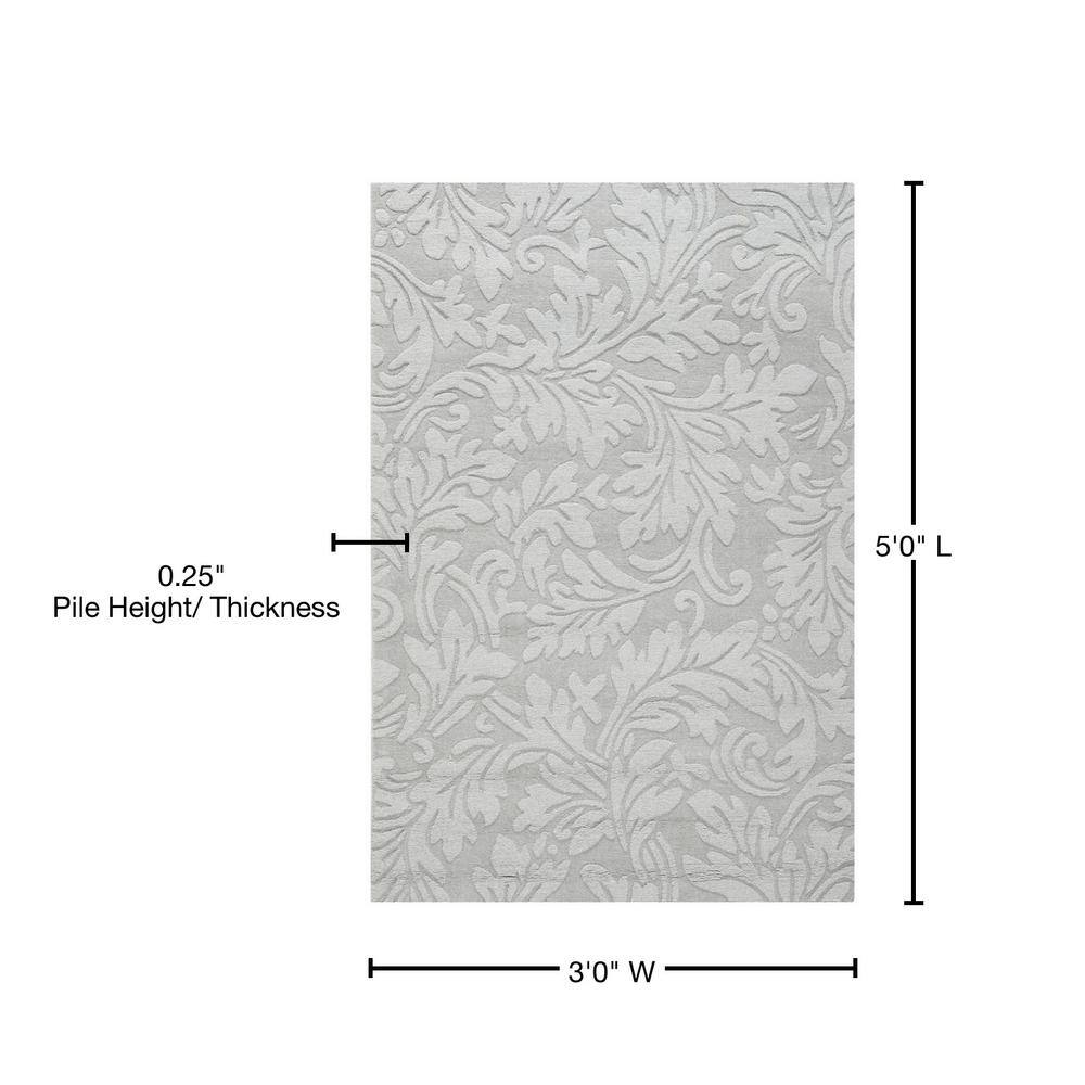 Gray Hand-Loomed Wool Tufted Area Rug 3' x 5'