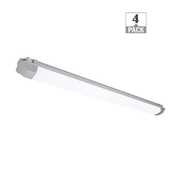 4-Pack 4 ft. 64-Watt Equivalent Vapor Tight Integrated LED Strip Light Fixture 4500 Lumens 120-277V Adjustable CCT