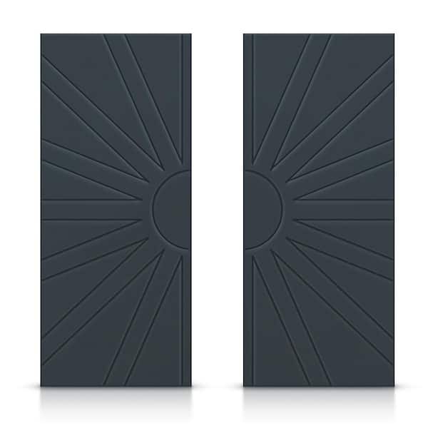CALHOME 72 in. x 80 in. Hollow Core Charcoal Gray Stained Composite MDF Interior Double Closet Sliding Doors