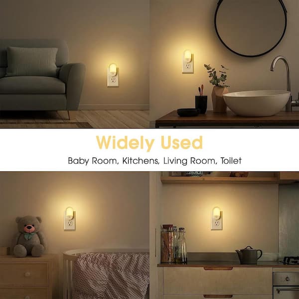 0.6-Watt Dusk to Dawn Dimmable 30/60Lumens Adjustable Brightness Integrated LED Night Light for Kid Room 3000K (2-Pack)