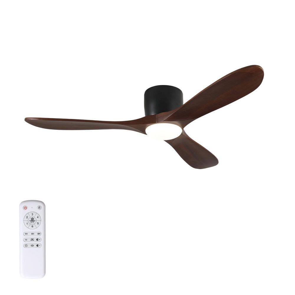 52 in. Modern Black Flush Mount Ceiling Fan with Light, 6-Speed DC Motor, Remote Control for Bedroom price history on PriceWatchPro