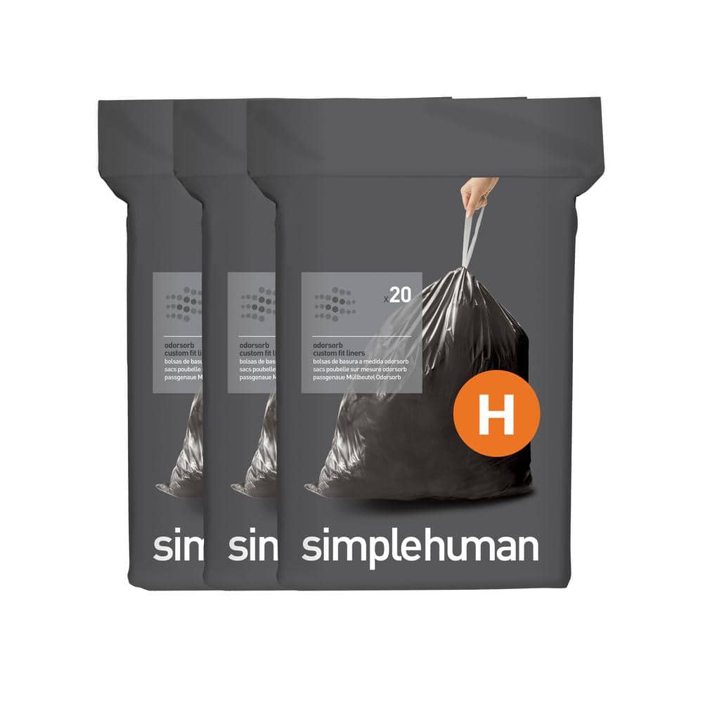 simplehuman Code H Custom Fit Drawstring Trash Bags in Dispenser Packs, 35 Liter / 9.3 Gallon, White 100 Liners