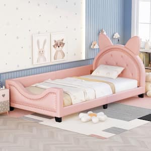 Pink Twin Size PU Leather Daybed with Carton Ears Shaped Headboard
