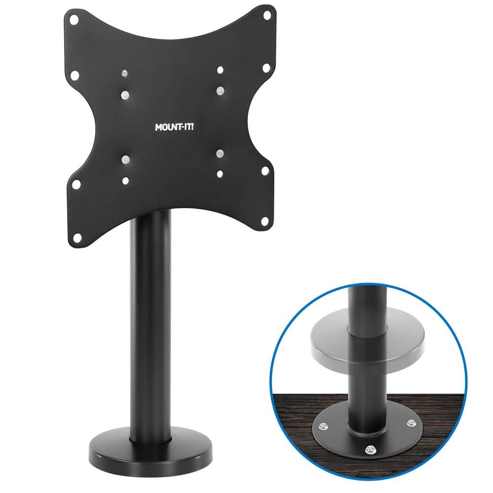 Heavy Duty Black Steel Desk-Mount TV Stand for 23"-43" Screens