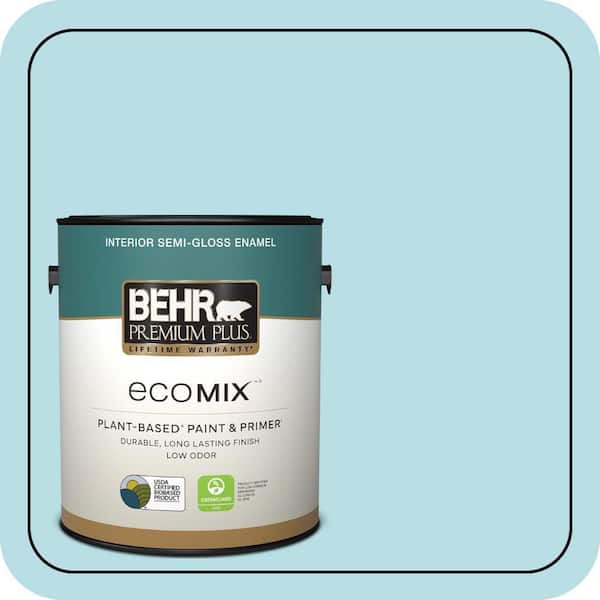 1 gal. #M470-2 Basin Blue Semi-Gloss Enamel EcoMix Plant-Based Interior Paint & Primer