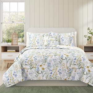 Tahlia Blue Polyester King/Cal King 3-Pieces Quilt Set