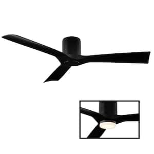 Aviator 54 in. Smart Indoor/Outdoor 3-Blade Flush Mount Ceiling Fan Matte Black with Remote Control