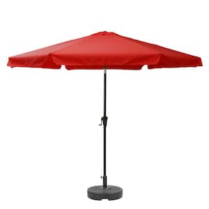 10 ft. Steel Market Round Tilting Patio Umbrella and Base in Red