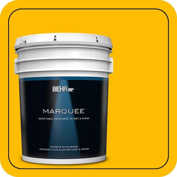 BEHR MARQUEE 5 gal. #340B-7 Empire Yellow Satin Enamel Exterior Paint & Primer