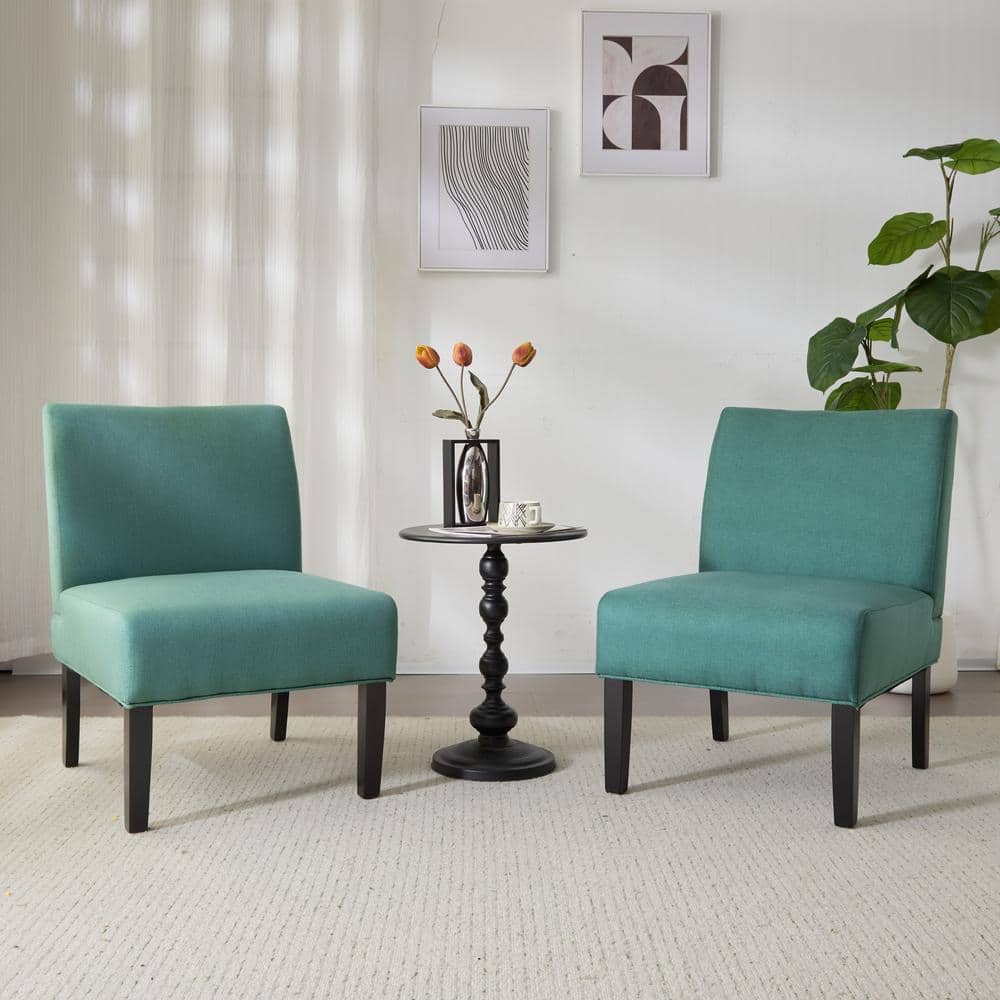 Dark Teal and Matte Black Handcrafted Rubberwood Slipper Chair