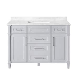 Aberdeen 48 in. Single Sink Freestanding Dove Gray Bath Vanity with Carrara Marble Top (Assembled)