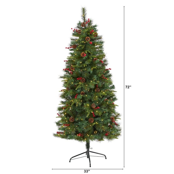 Nearly Natural Fiber Optic Faux 6 Foot Pre-Lit Pine Christmas Tree