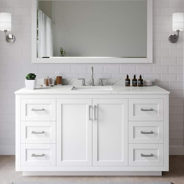 Wyndham Collection Miranda 60 in. W x 22 in. D x 33.75 in. H Single Bath Vanity in White with Giotto Quartz Top