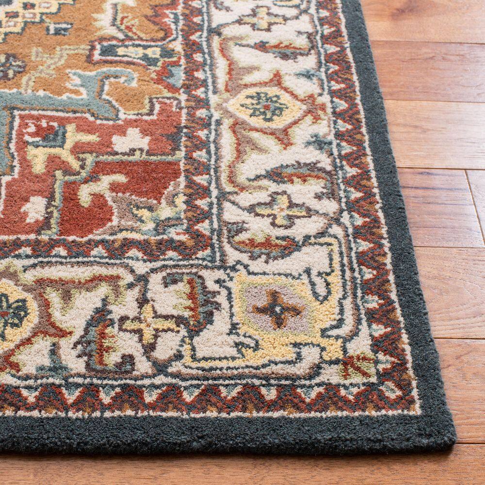 Handmade Round Tufted Dark Green Wool Area Rug