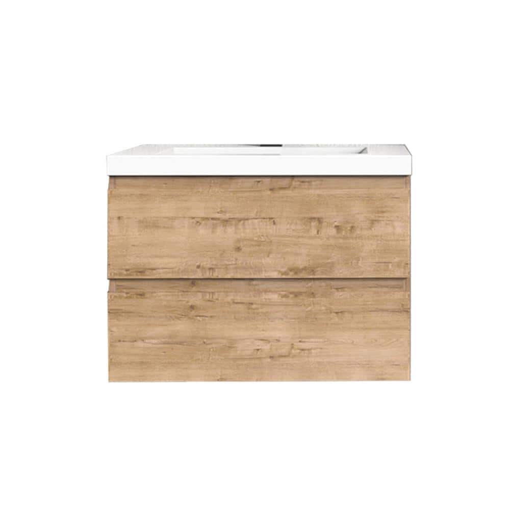 Bremen 24 in. W x 20 in D x 22.5 in H Single Sink Floating Bath Vanity in White Oak with White Top price history on PriceWatchPro