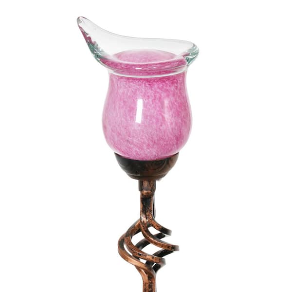 Exhart Solar Calla Lily 2.58 ft. Pink Metal Garden Stake