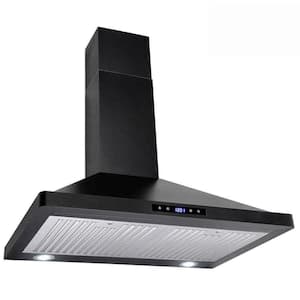 30 in. 350 CFM Wall Mount with LED Light Kitchen Range Hood in Black