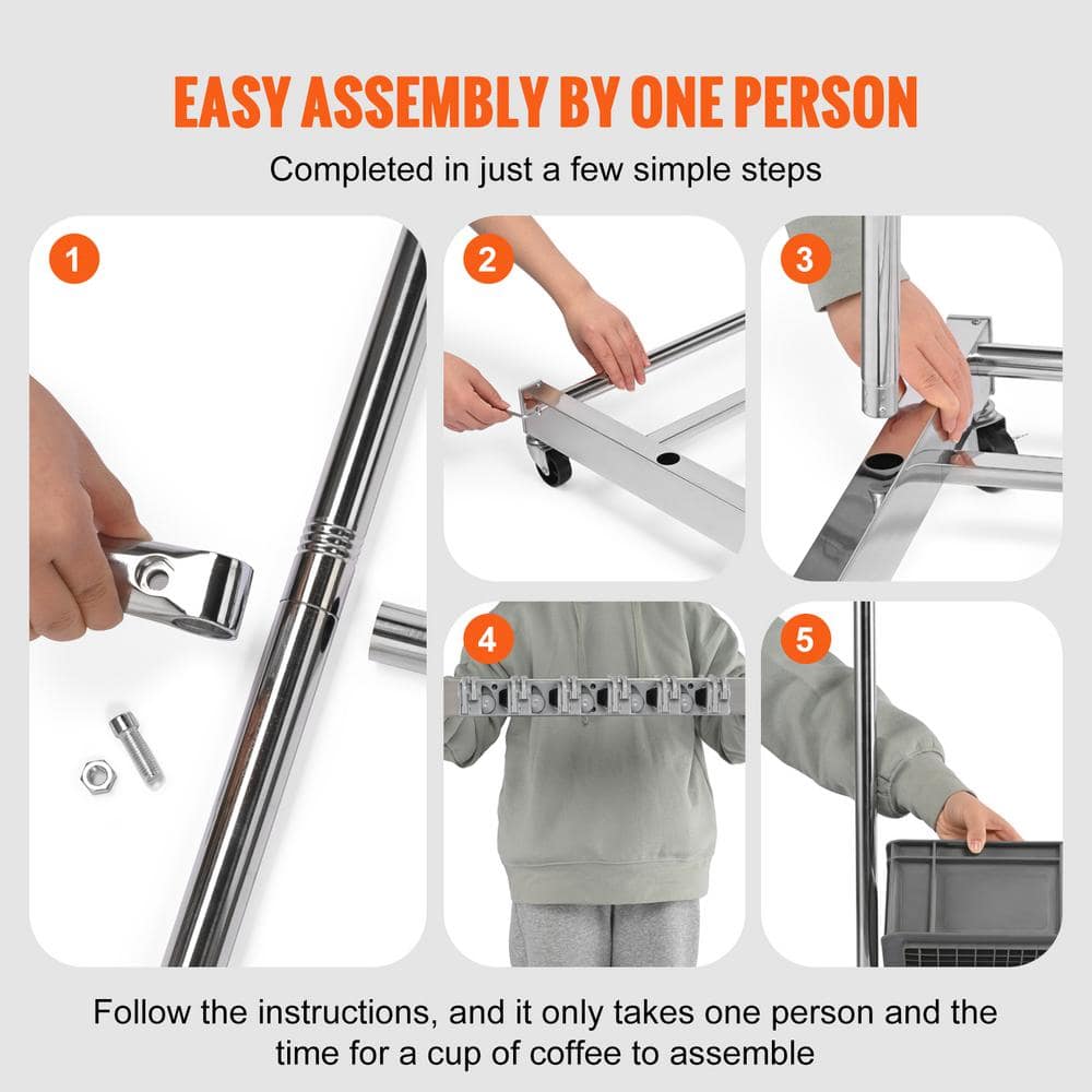 Stainless Steel Garden Tool Organizer with Wheels, 10 Slots