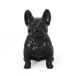 Delamore 16 in. Matte Black French Bulldog Garden Statue