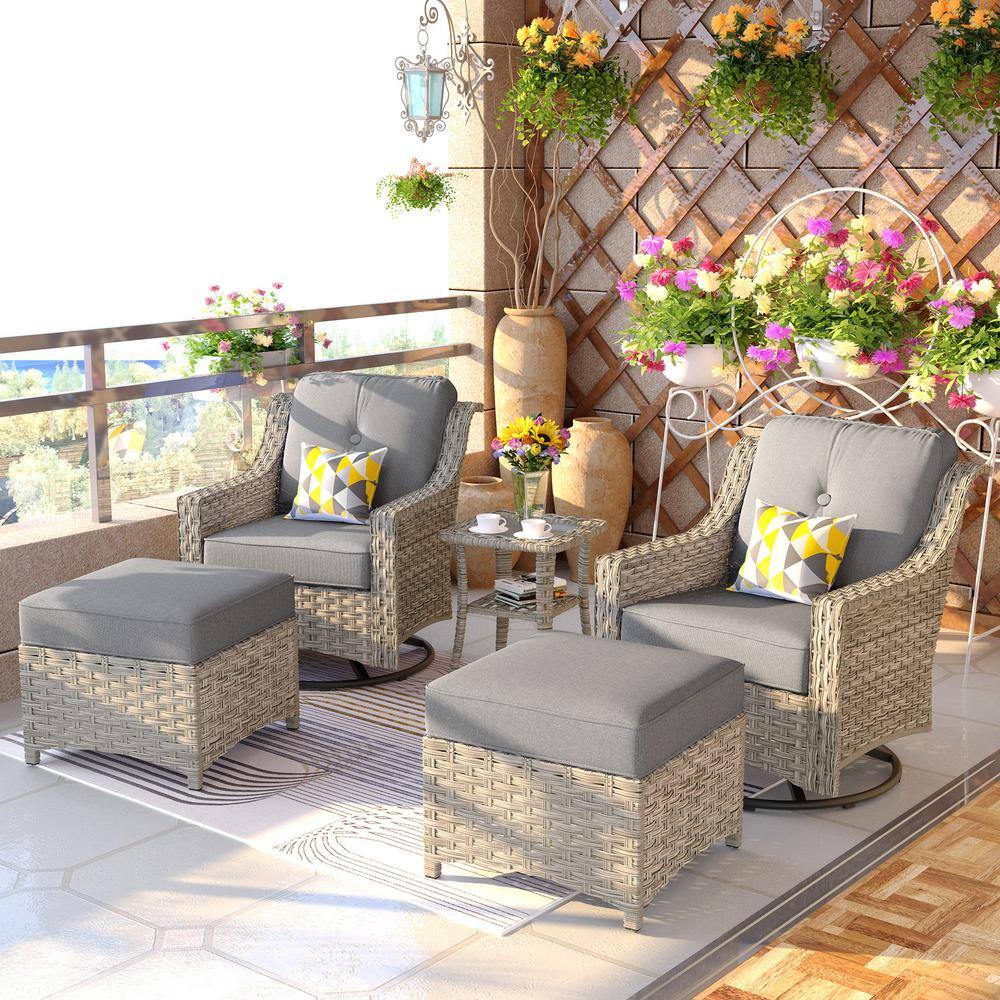 Reviews for Toject Eureka Grey 5Piece Modern Wicker Outdoor Patio