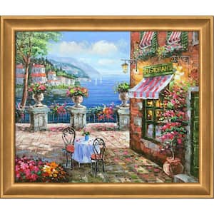 Cafe Italy by Unknown Artists Muted Gold Glow Framed Home Oil Painting Art Print 24 in. x 28 in.
