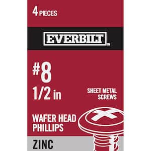 #8 x 1/2 in. Phillips Modified Truss Head Zinc Plated Sheet Metal Screw (4-Pack)