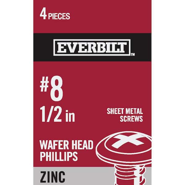 Everbilt #8 x 1/2 in. Phillips Modified Truss Head Zinc Plated Sheet Metal Screw (4-Pack)
