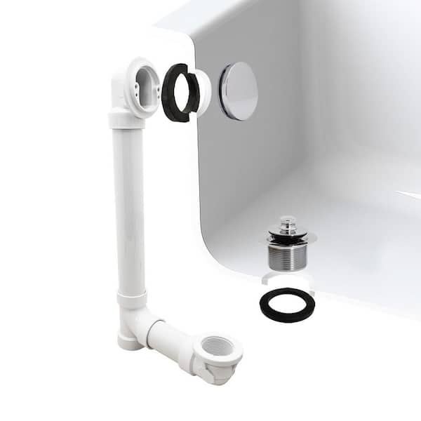 Unbranded Illusionary Overflow 12 in. x 4 in. Sch. 40 PVC Bath Waste and Overflow with Lift and Turn Bath Drain in Polished Chrome