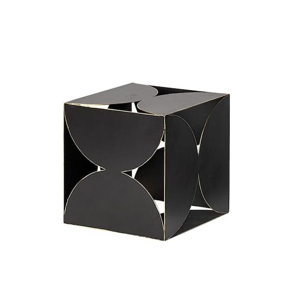 HomeRoots 6 in. Black Contemporary Black Metal Geo Cube Sculpture