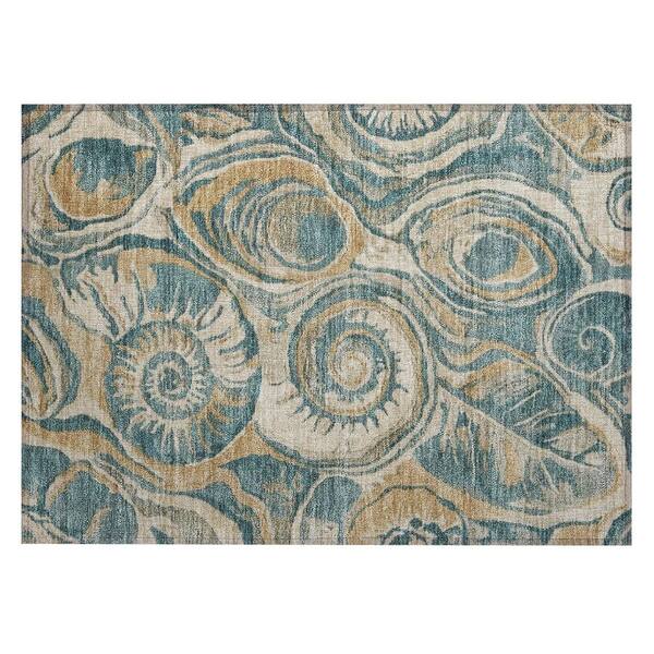 Chantille Machine Washable Indoor/Outdoor Abstract ACN3019 Teal 2 ft. x 3 ft. Accent Rug