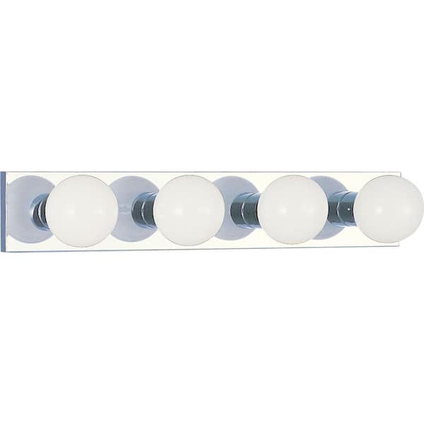 Volume Lighting 4-Light Indoor Chrome Movie Beauty Makeup Hollywood Bath or Vanity Light Bar Wall Mount or Wall Sconce