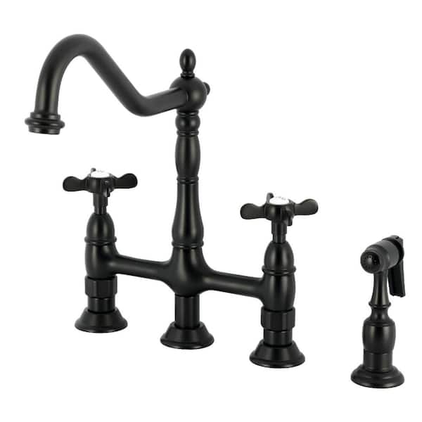 Essex 2-Handle Bridge Kitchen Faucet in Matte Black