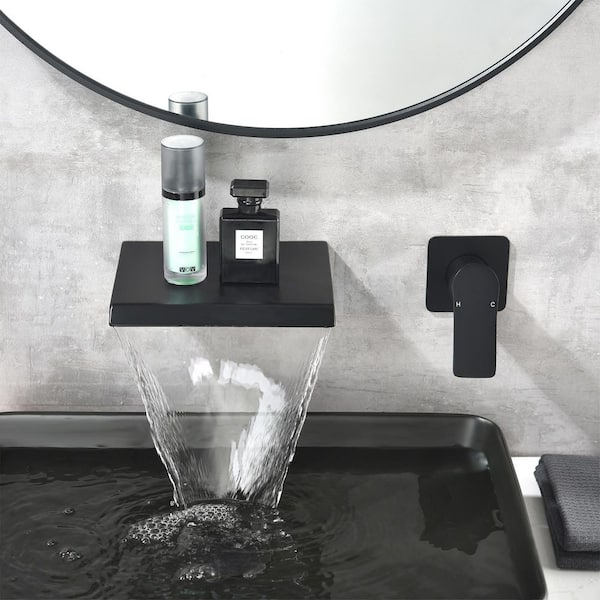 Single-Handle Rectangular Wall Mounted Bathroom Faucet or Bathtub in Black